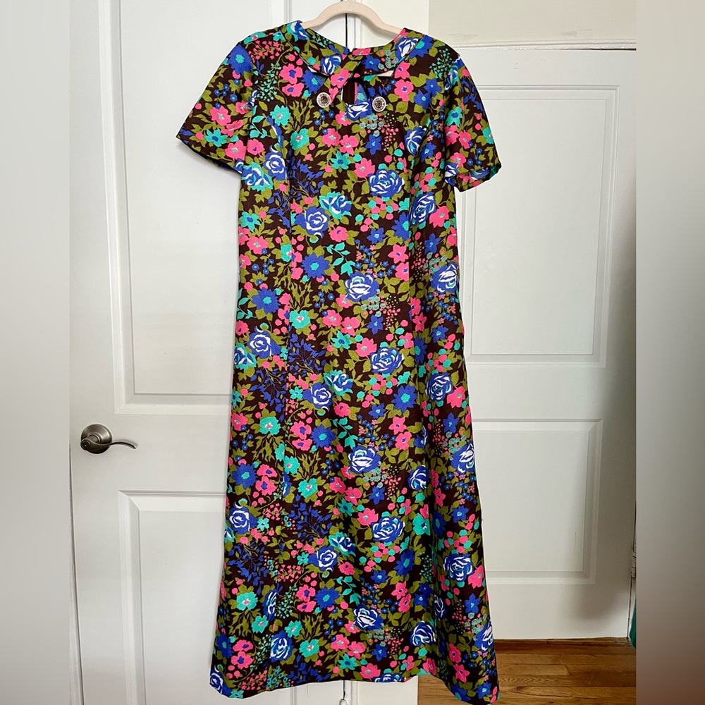 Vintage Handmade 60s 70s Funky Psychadelic Flower Power Dress
